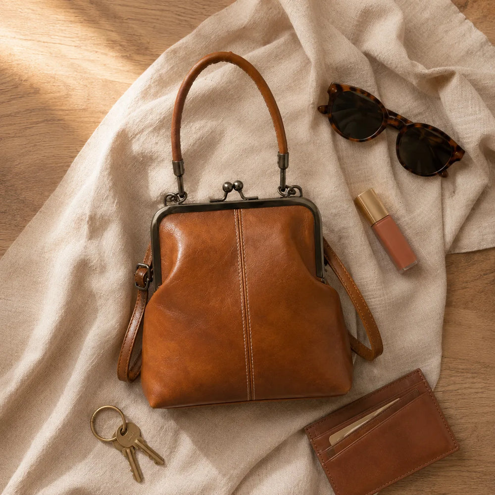 Marenza – Vintage Kiss Lock Crossbody Bag with Top Handle