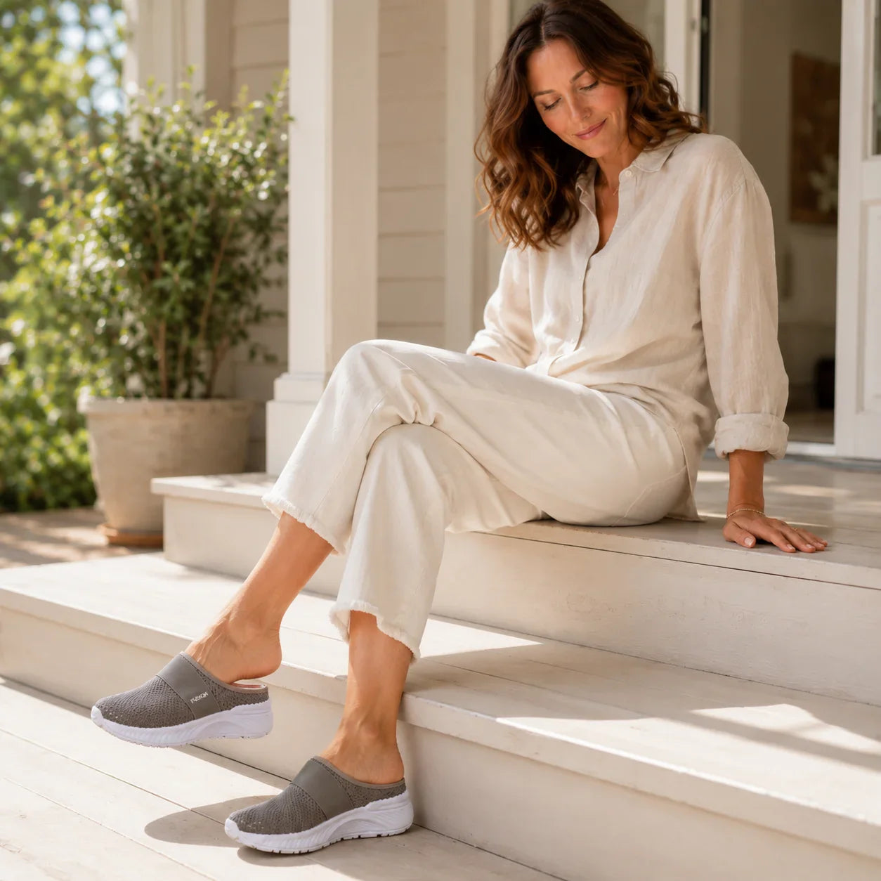 Stride & Soft – Women's Slip On Platform Mesh Sneakers, Breathable Non-Slip Mules