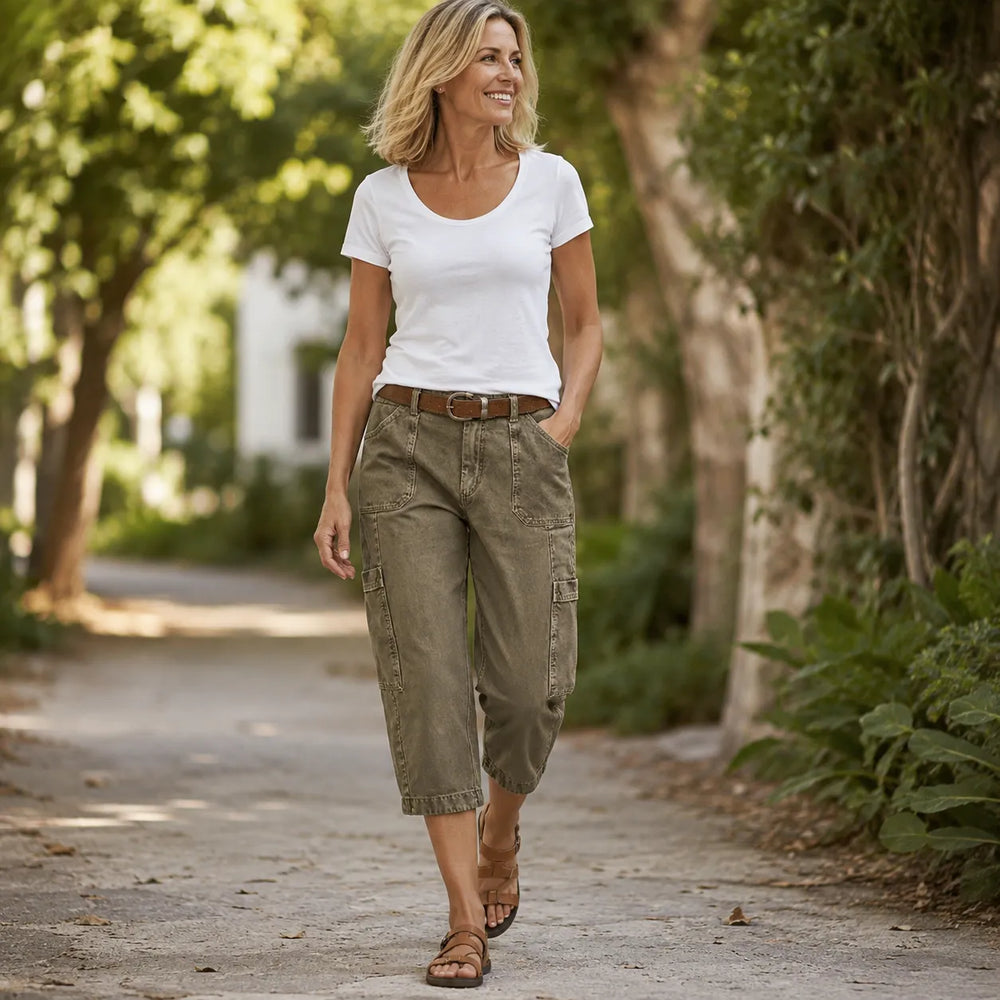 Mayfield – Relaxed Cargo Capris with Deep Utility Pockets, Mid-Calf Length, Mocha