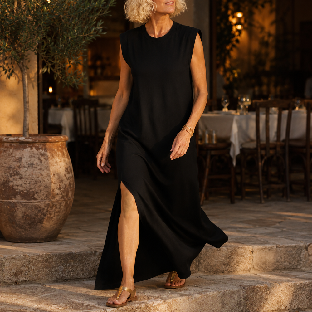 Marella™ – Wrinkle-Free Split-Hem Maxi Dress with Pockets