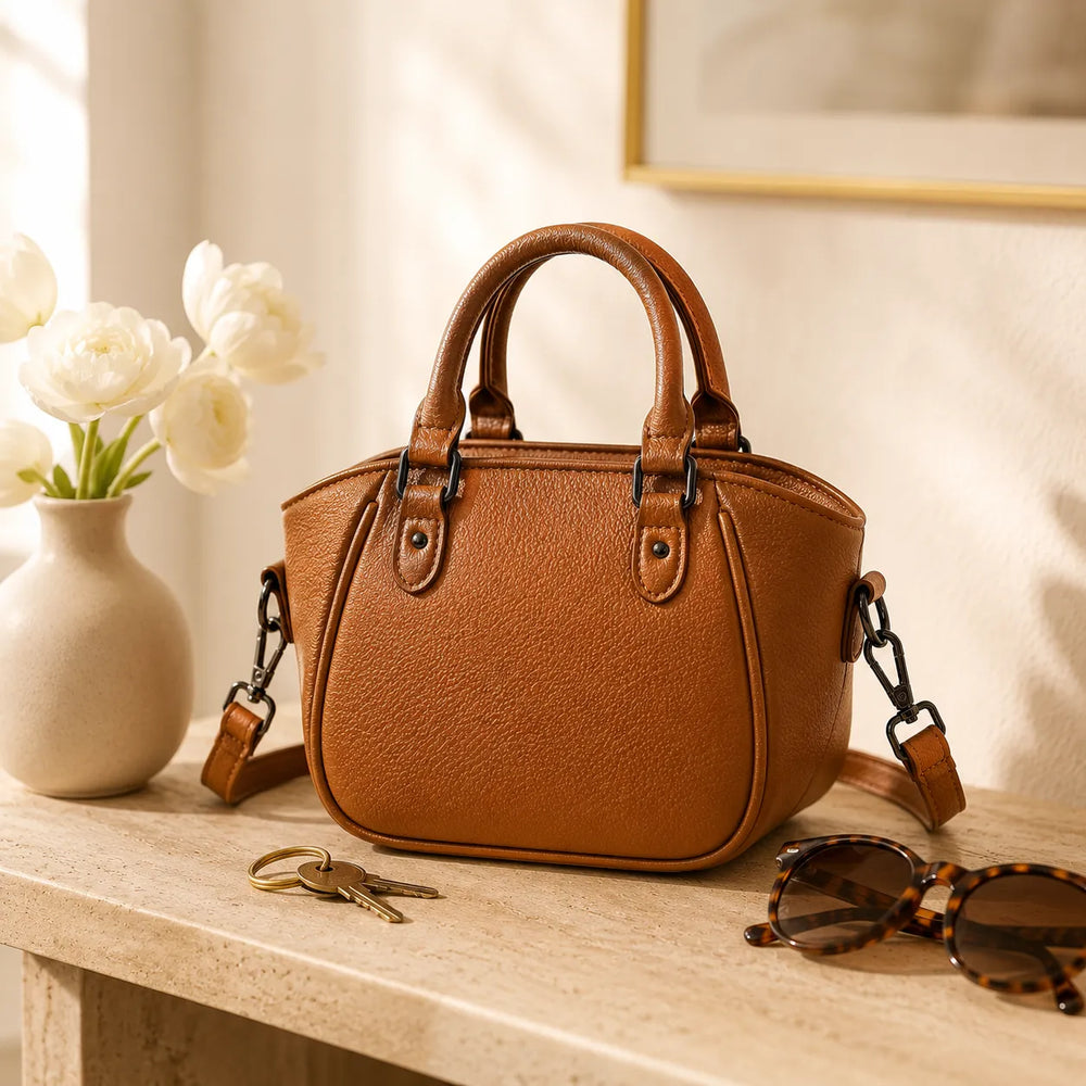 Marlowe – Structured Boston Handbag with Convertible Crossbody Strap, Polished Hardware