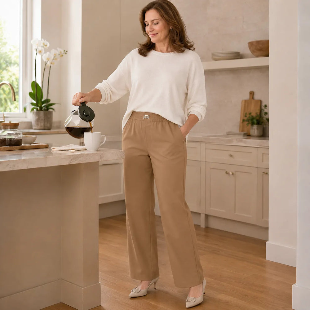 Velora – High Rise Pull-On Wide Leg Stretch Pants for Women