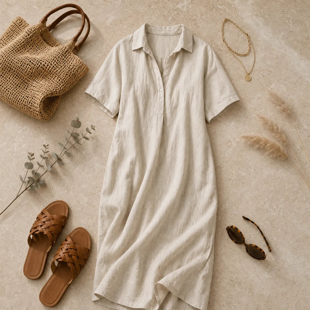 Lunavia – Women's Oversized Midi Shirt Dress