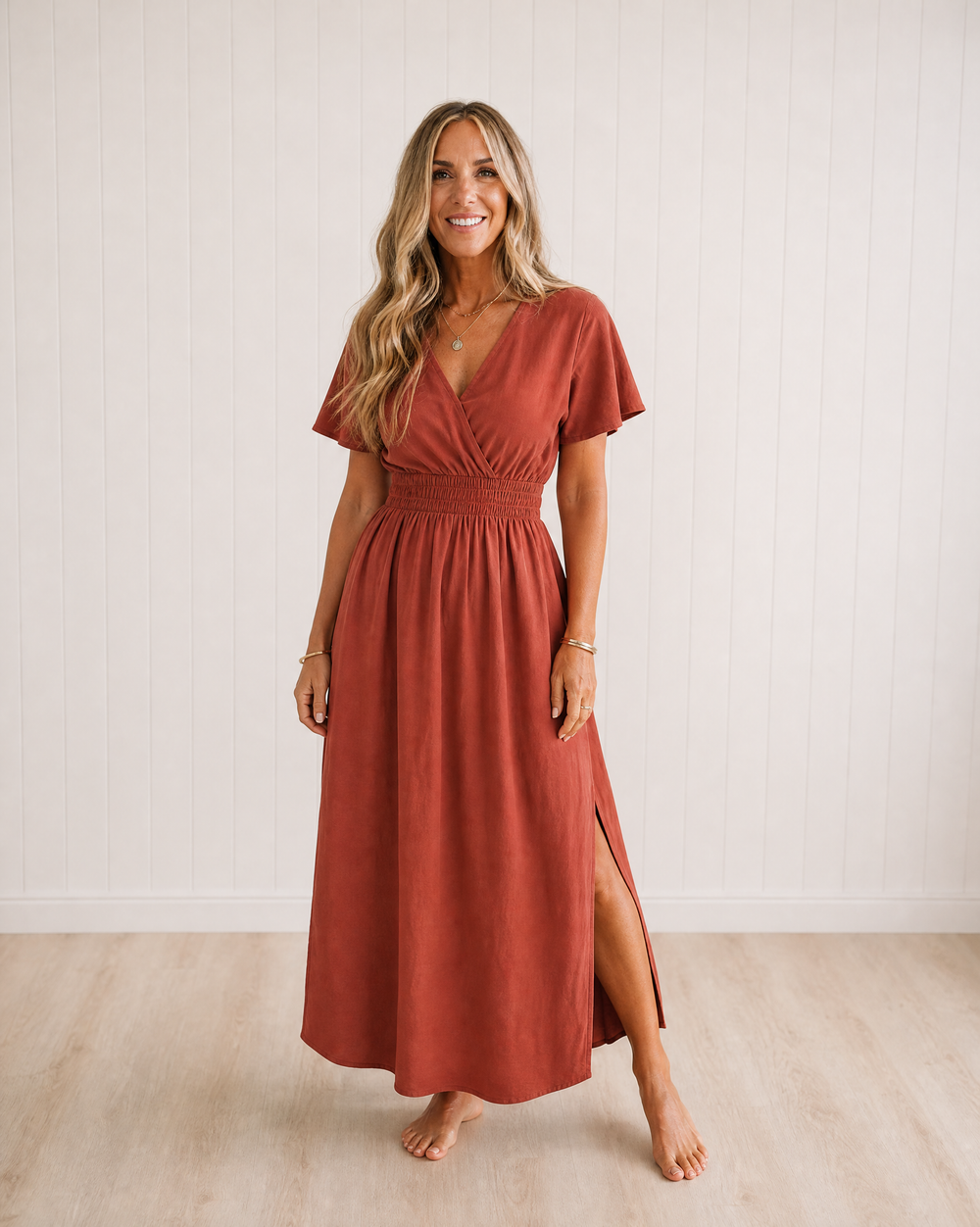 Esme | Summer V-Neck Side Slit Maxi Dress