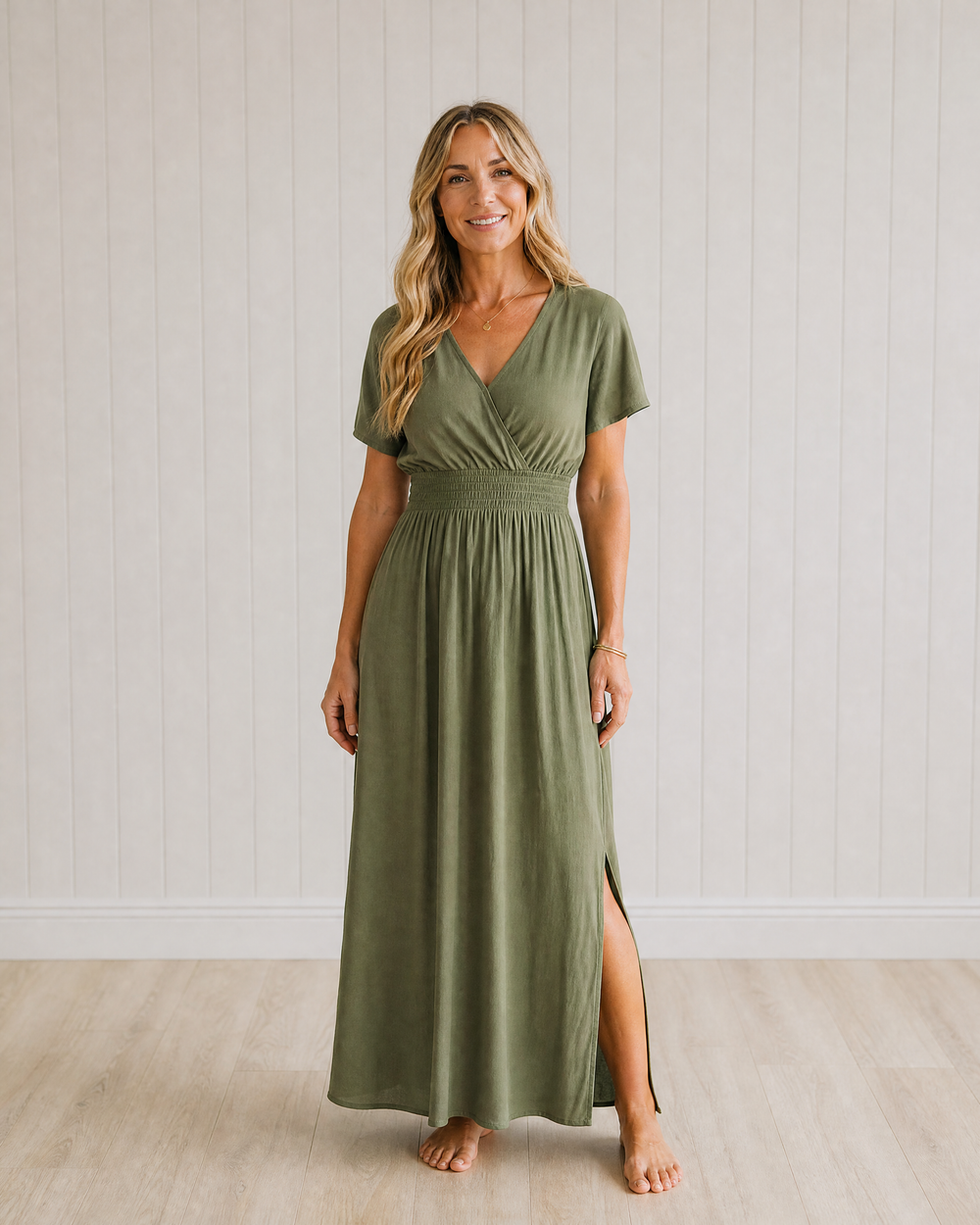 Esme | Summer V-Neck Side Slit Maxi Dress