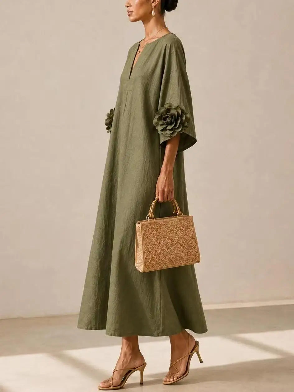 Marianne | Olive Floral Maxi Dress