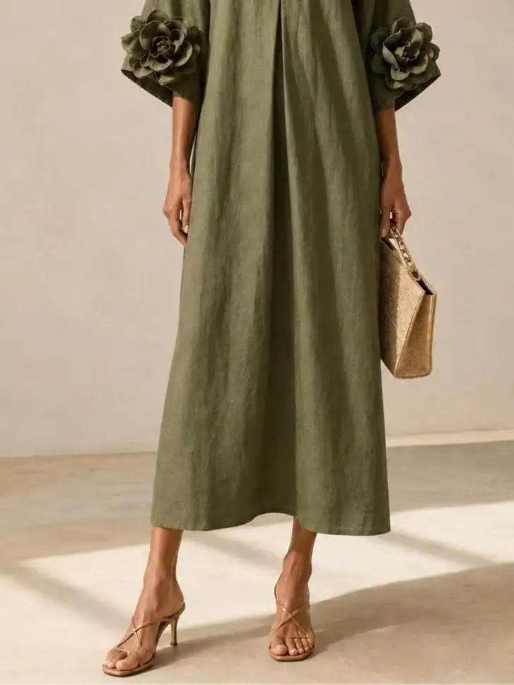 Marianne | Olive Floral Maxi Dress