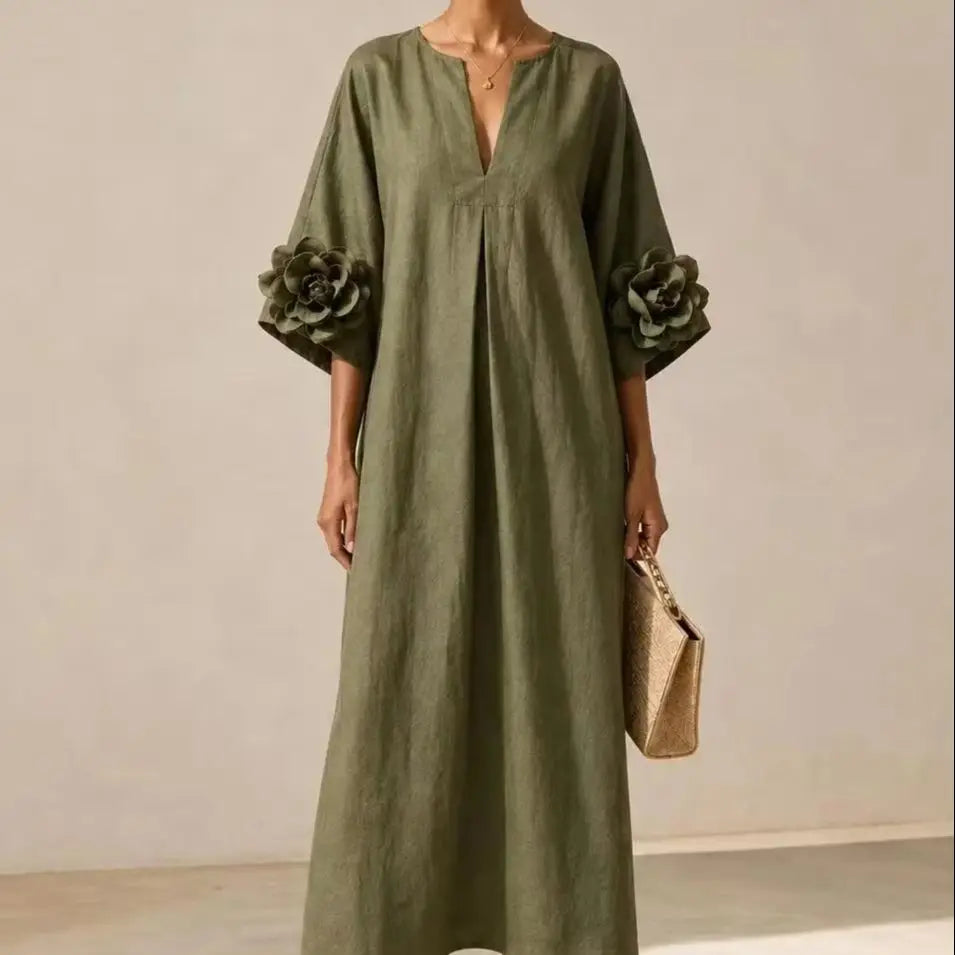 Marianne | Olive Floral Maxi Dress