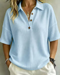 Maddison | Relaxed Waffle Polo Top