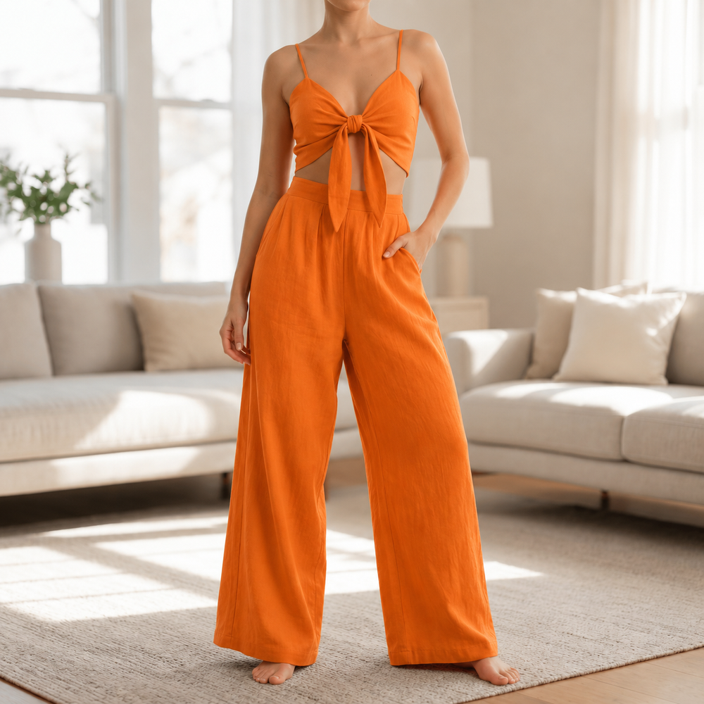 Solenza – Flattering Two-Piece Set with Wide-Leg Pants
