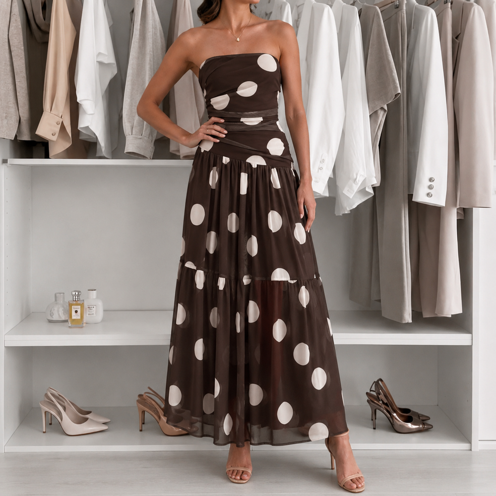 Soliana – Women's Sheer Tiered Polka Dot Dress