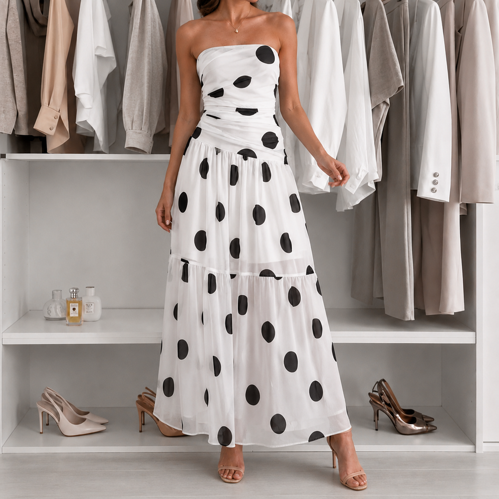 Soliana – Women's Sheer Tiered Polka Dot Dress