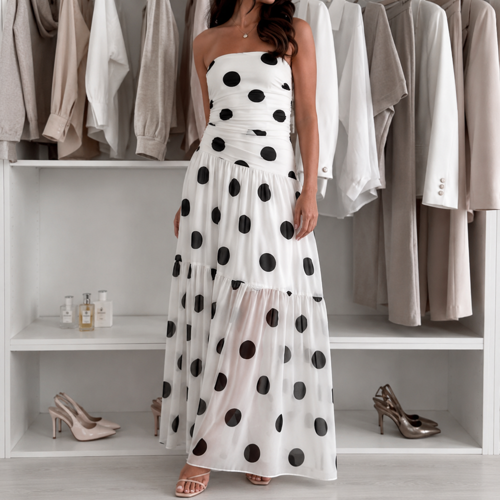 Soliana – Women's Sheer Tiered Polka Dot Dress