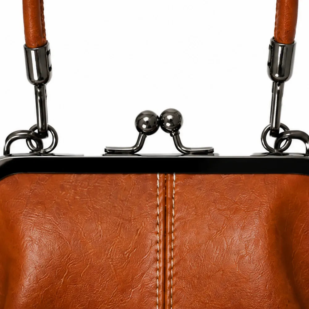 Marenza – Vintage Kiss Lock Crossbody Bag with Top Handle
