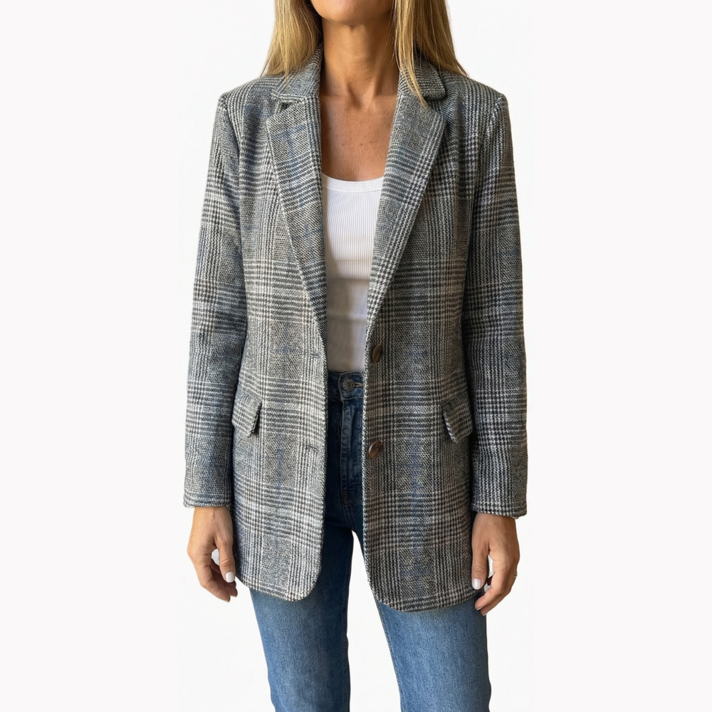 Ellara – Relaxed Plaid Lapel Blazer