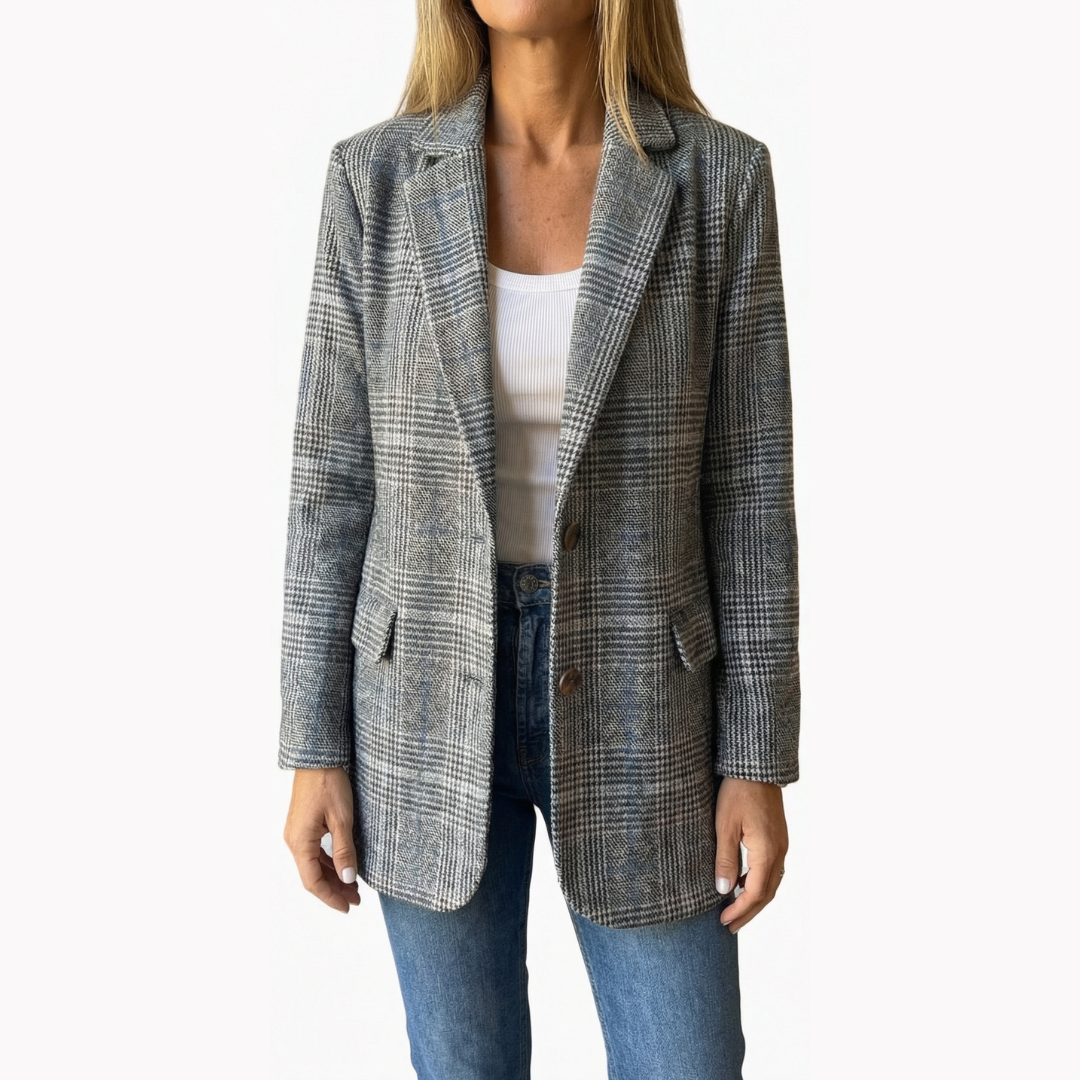 Ellara – Relaxed Plaid Lapel Blazer