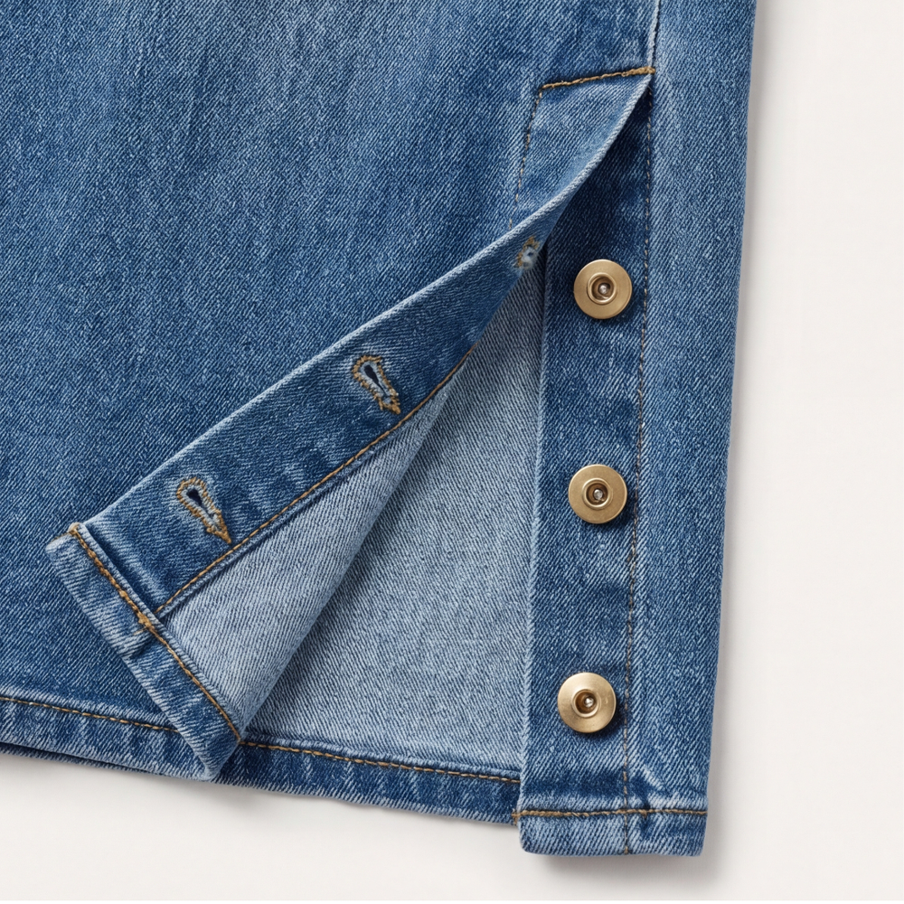 Revelle – Retro Button Front Wide Leg Jeans