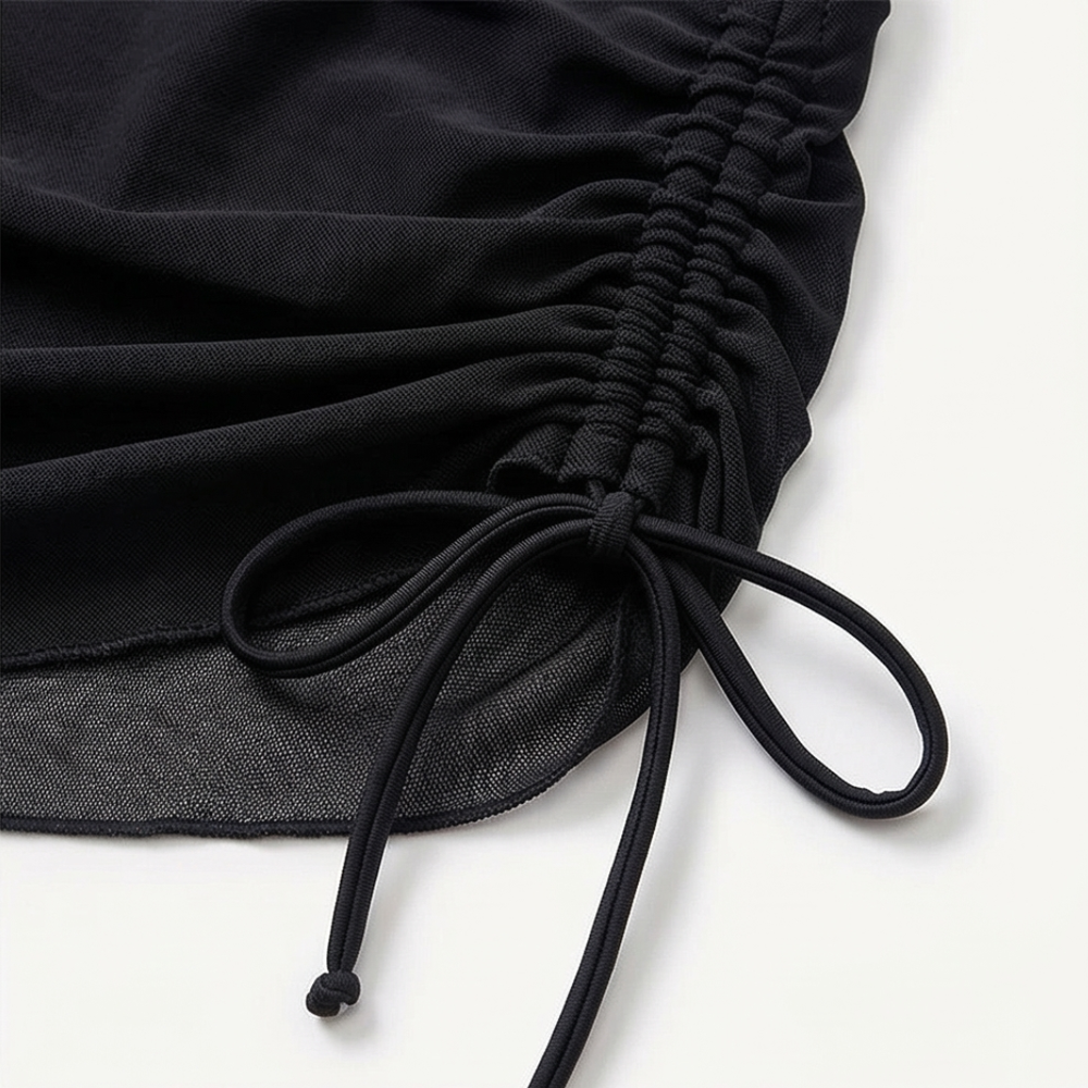 Marella – High Waist Mesh Bikini Set with Ruched Skirt Bottom