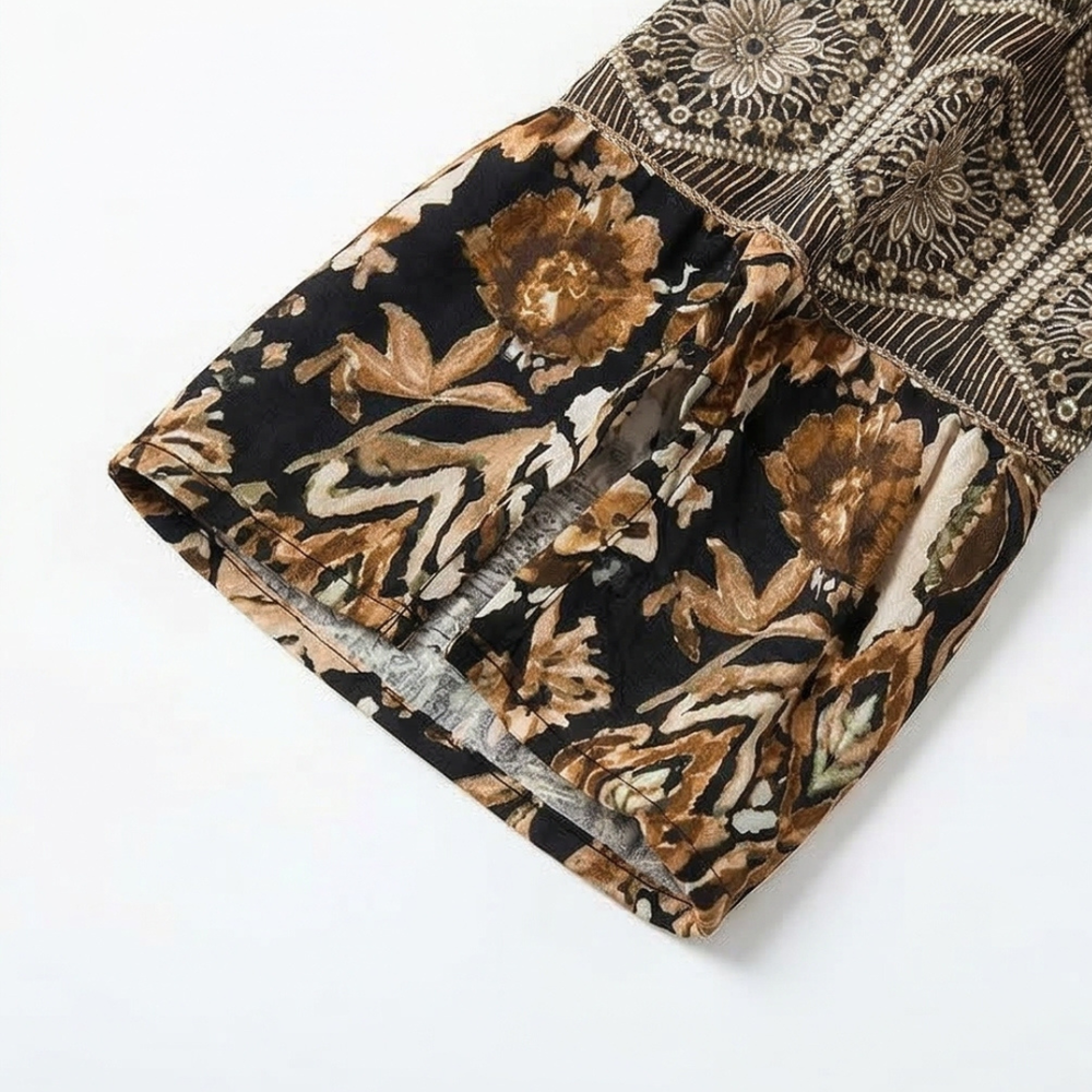 Vivara - Elegant V-Neck Printed Dress