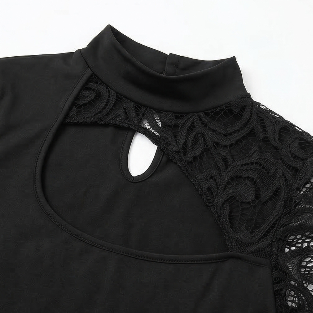Velesse - Asymmetrical Lace Sleeve Top