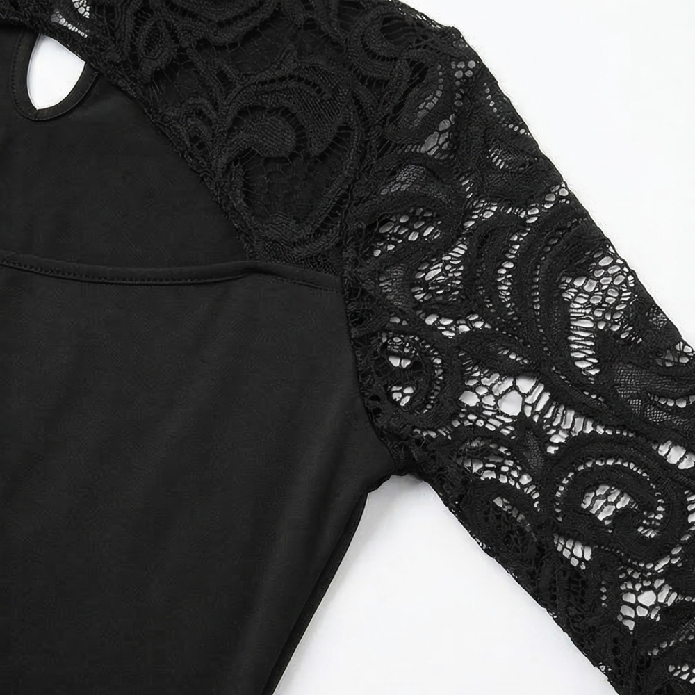 Velesse - Asymmetrical Lace Sleeve Top