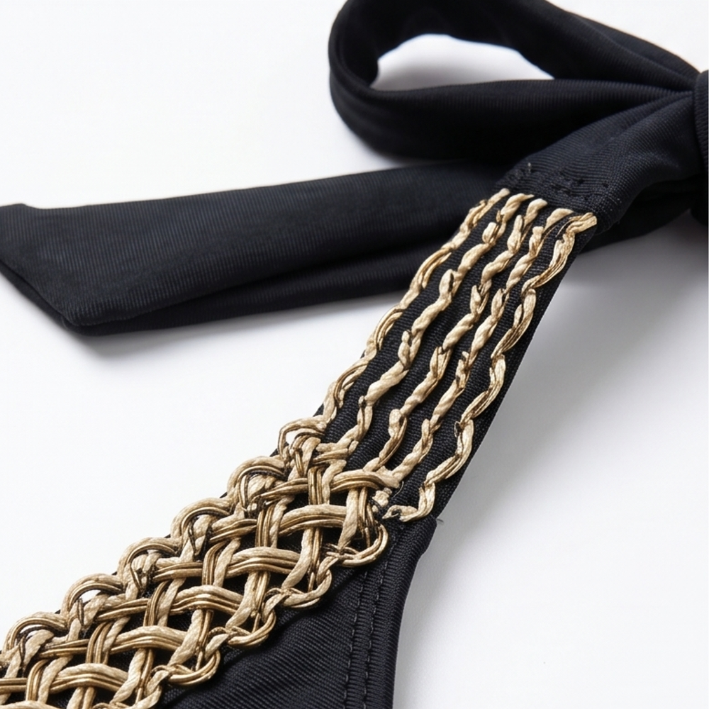 Soléra – Woven Chain-Trim High-Waist Bikini
