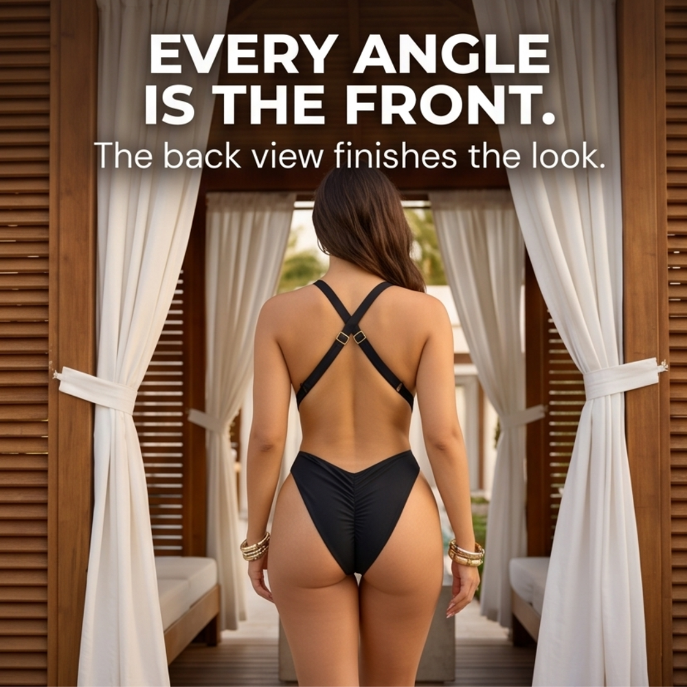 Solenya – Plunge Wrap-Waist One-Piece Swimsuit