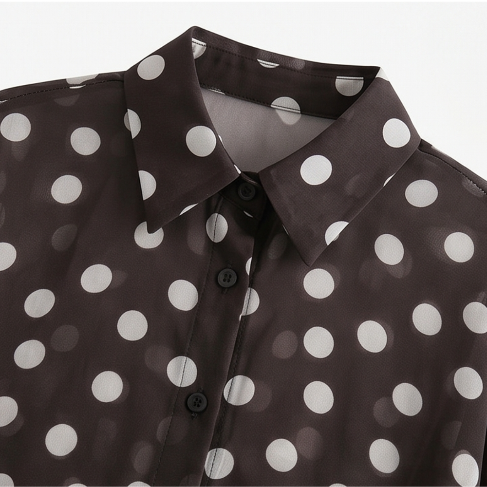 Maisova – Satin Polka Dot Button-Down Blouse