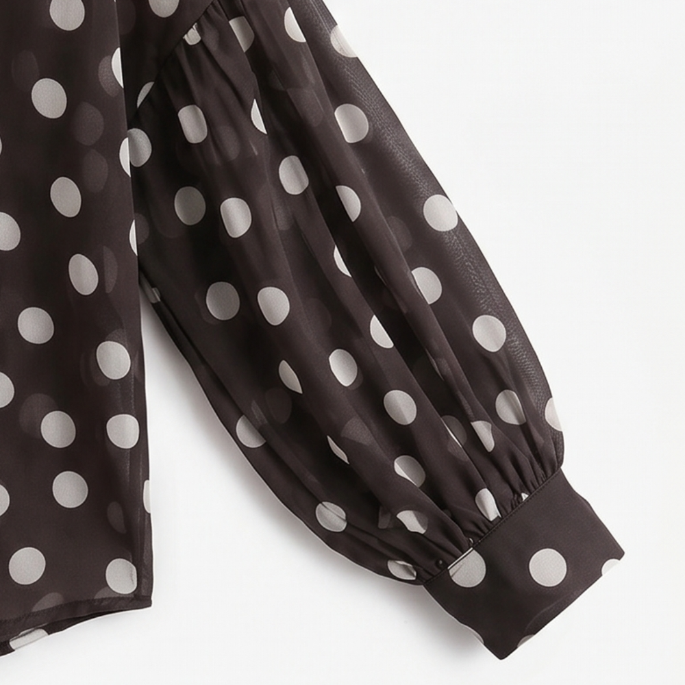Maisova – Satin Polka Dot Button-Down Blouse