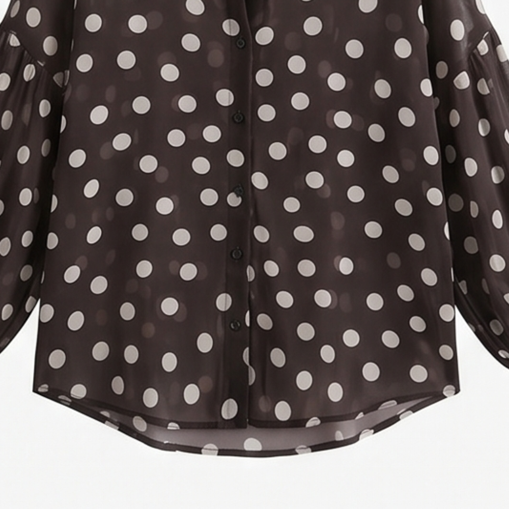 Maisova – Satin Polka Dot Button-Down Blouse