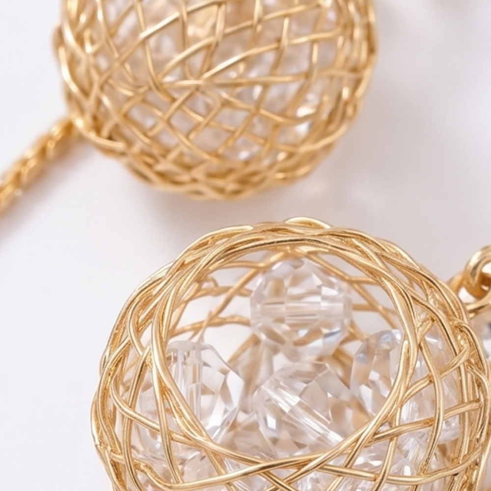 Lunavia – Woven Gold Crystal Drop Earrings