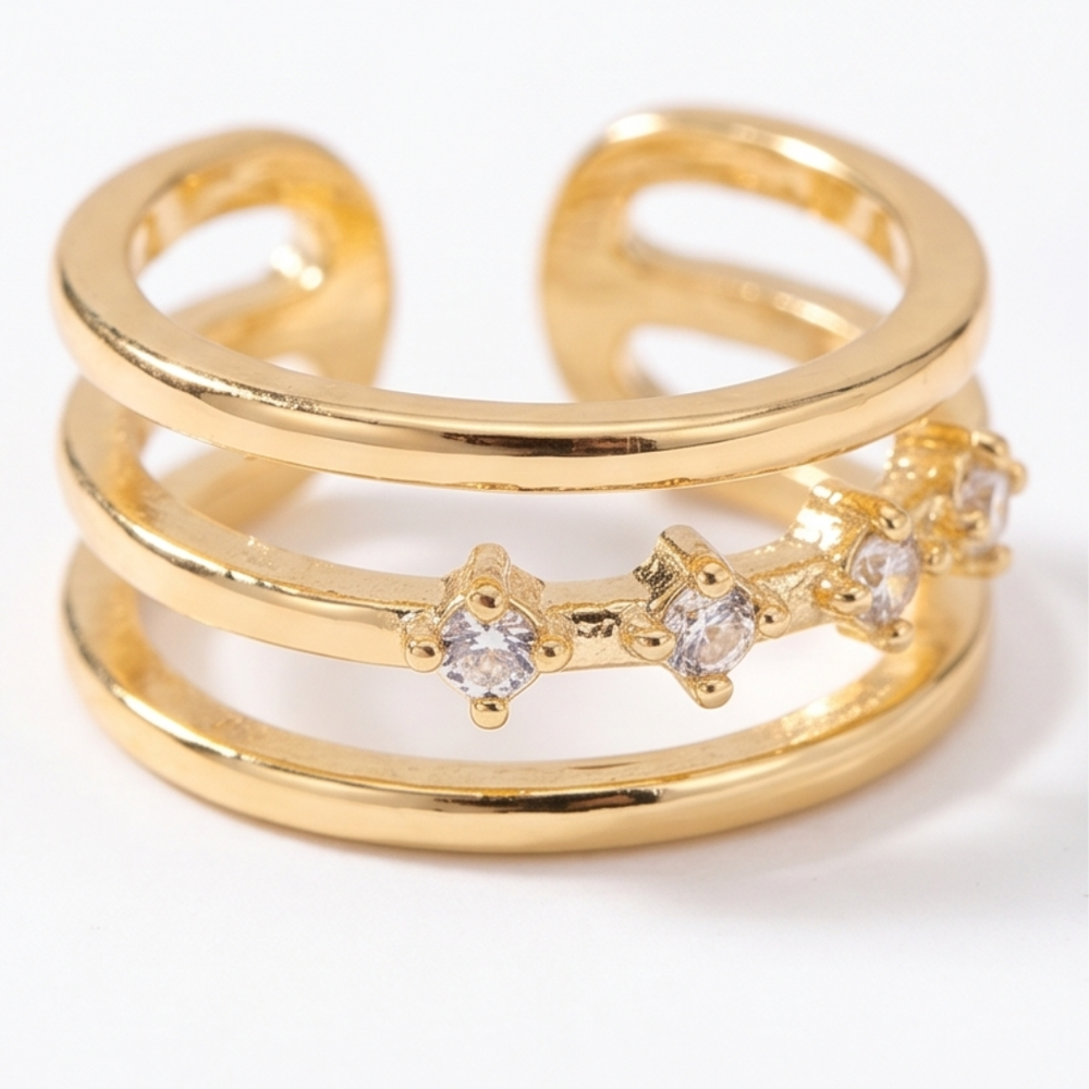 Lunavia – Triple Heart Drop Earrings with Matching Ear Cuff