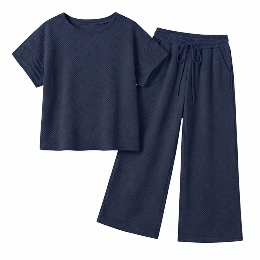 Lunavia – Women's Textured Knit Two-Piece Lounge Set