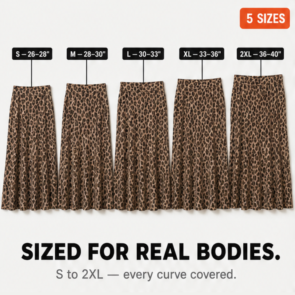 Velora – Women's Curvy-Fit Leopard Print Maxi Skirt