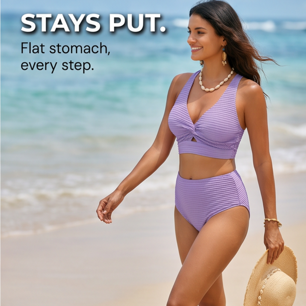 Mara – Women's Ribbed Shaping Bikini with Coverage
