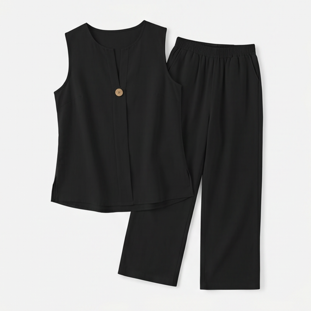 Lunavia – Women's Sleeveless Linen Co-Ord Set with Wide-Leg Pants