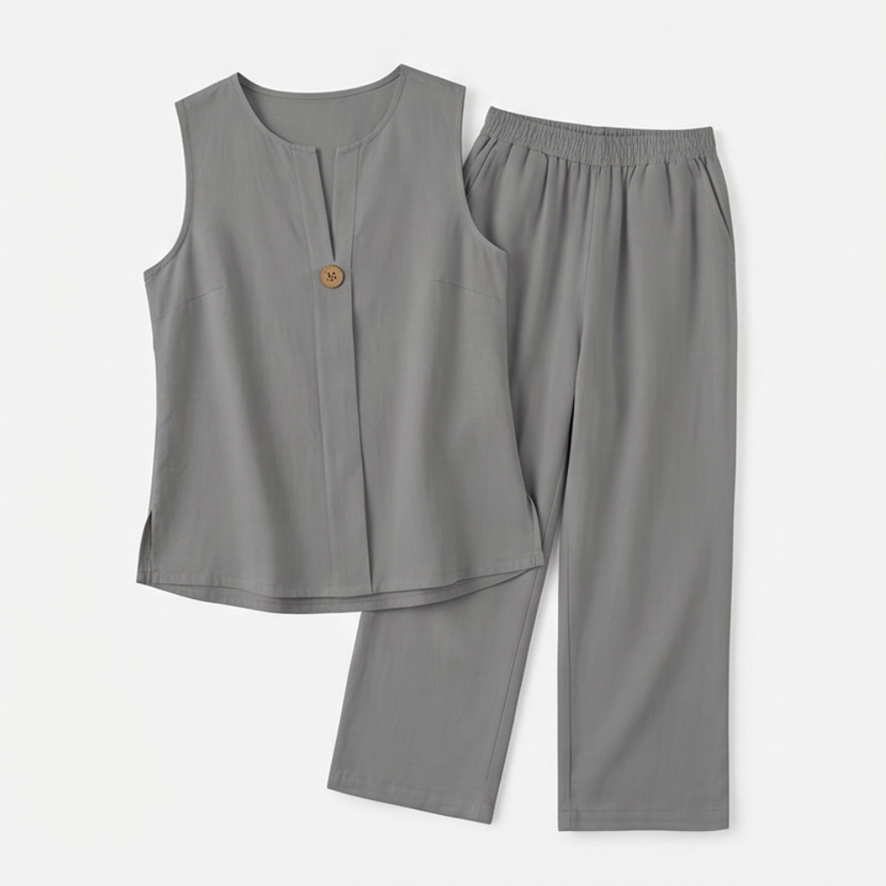 Lunavia – Women's Sleeveless Linen Co-Ord Set with Wide-Leg Pants