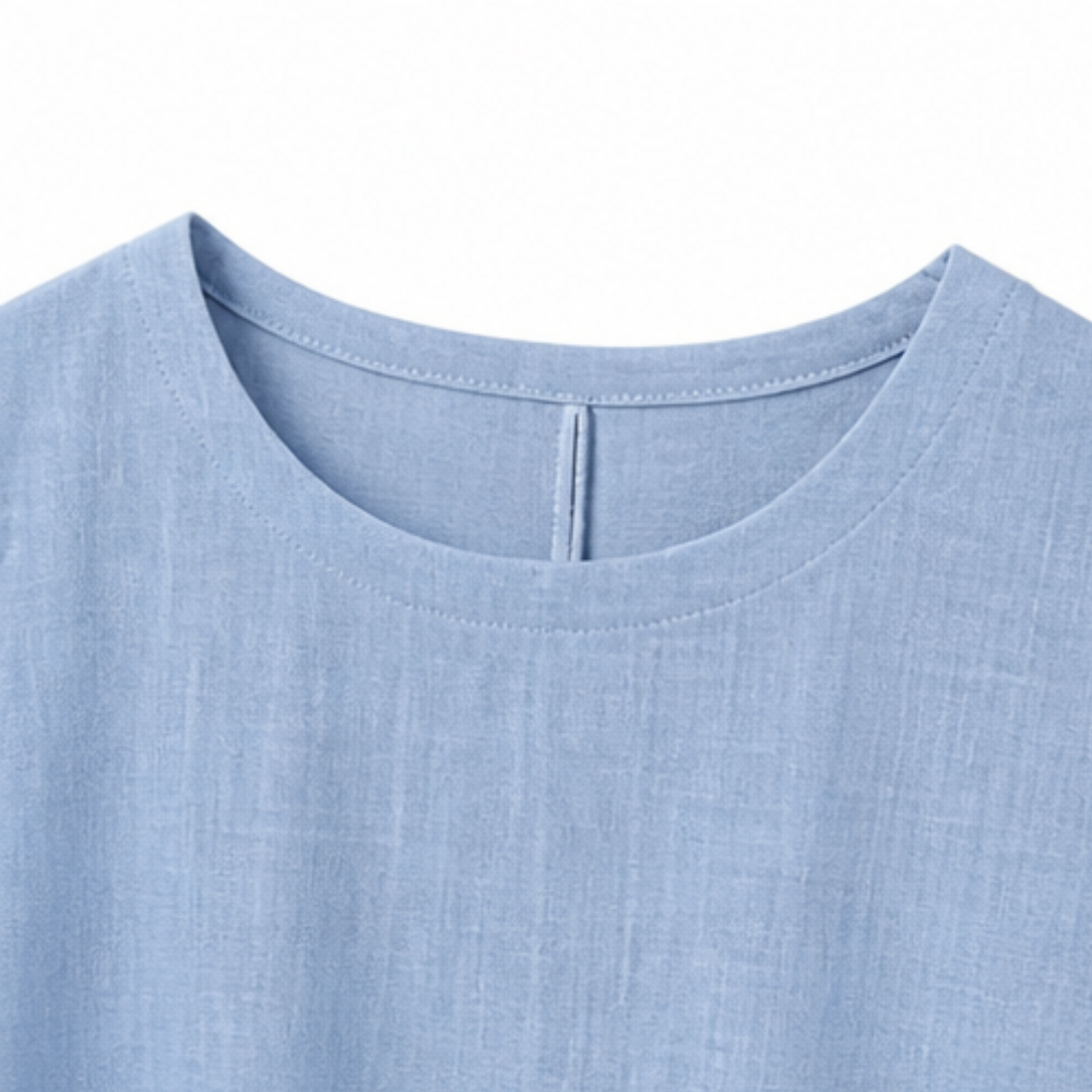 Lunavia – Women's Cotton-Linen Asymmetric Button Midi Dress