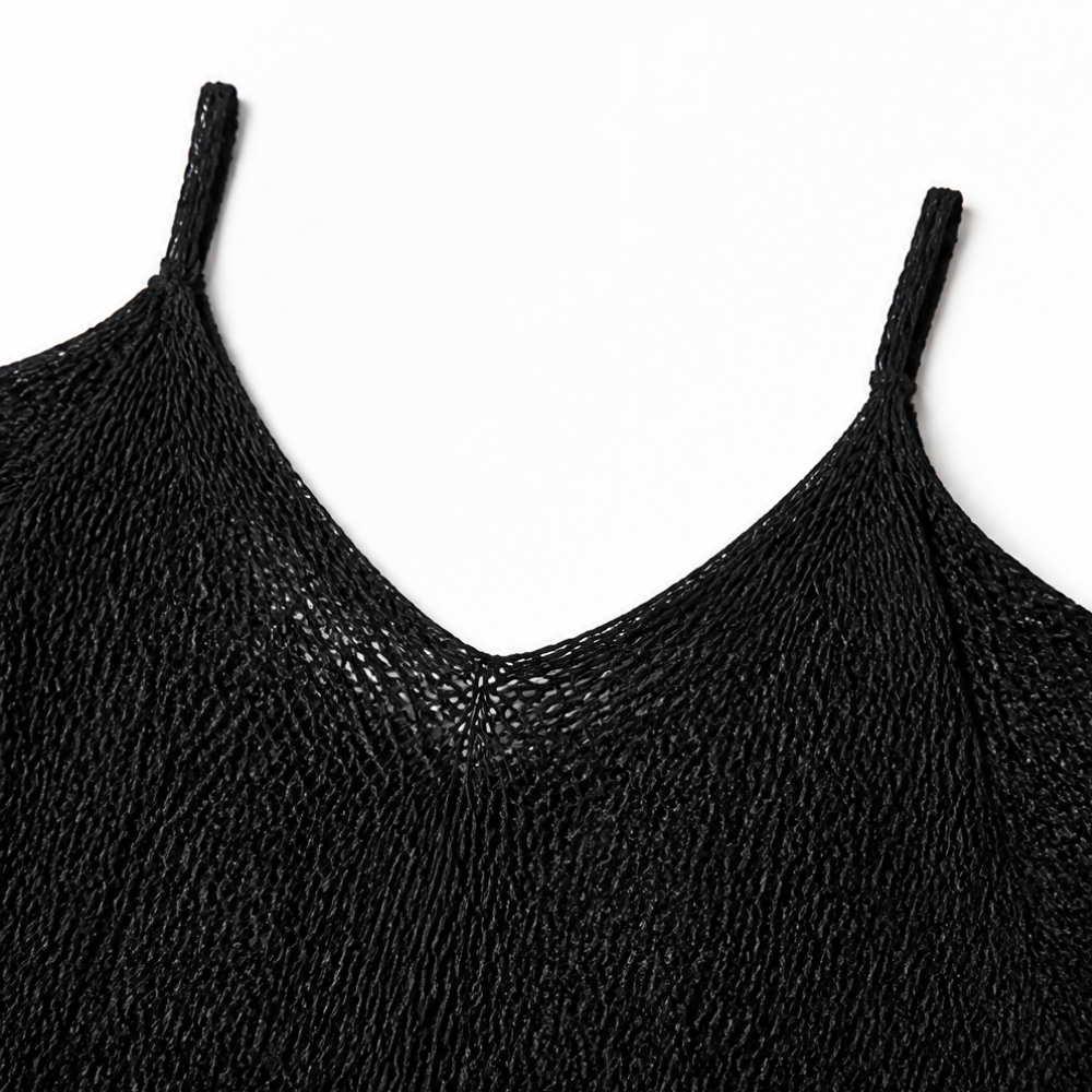 Solenya™ – Open-Knit Cold-Shoulder Boho Top