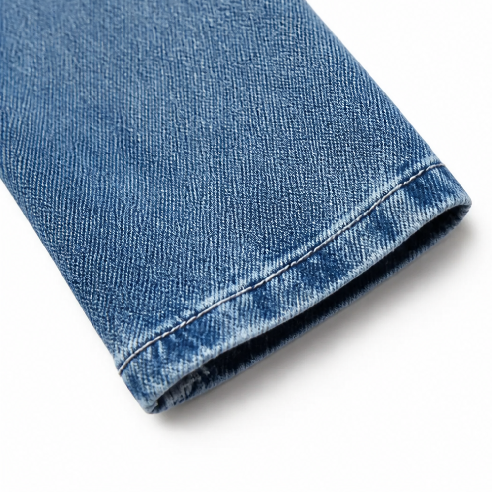 Maelyn™ – Ruffle-trim open-front denim jacket