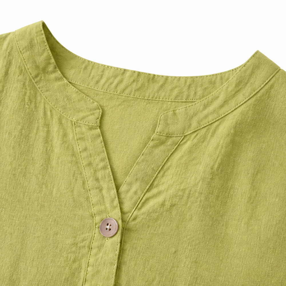 Lunessa™ – Cotton Linen 2 Piece Set Women Henley Top and Drawstring Shorts