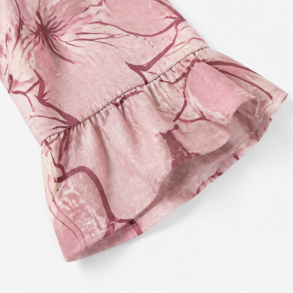 Roselisse™ – Watercolor Floral Ruffle Sleeve V-Neck Blouse