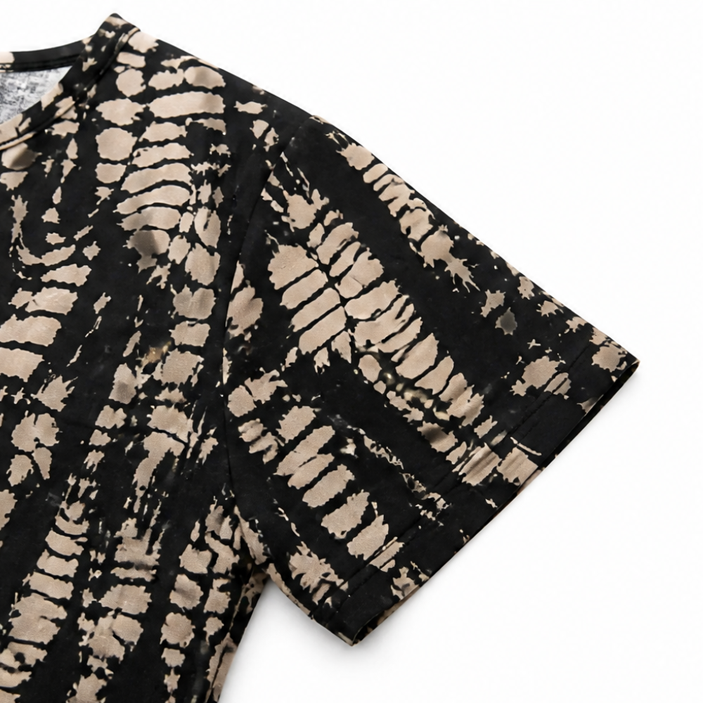 Solara – Printed A-Line Shift Dress with Short Sleeves & Buttons