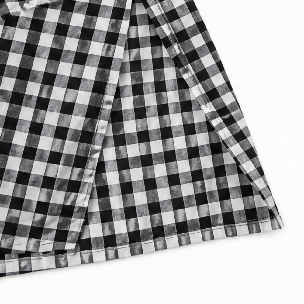 Harlowe™ – Gingham Button-Front Maxi Shirt Dress with Side Slits
