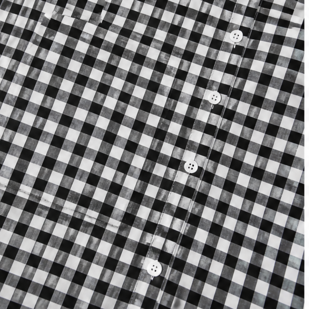 Harlowe™ – Gingham Button-Front Maxi Shirt Dress with Side Slits