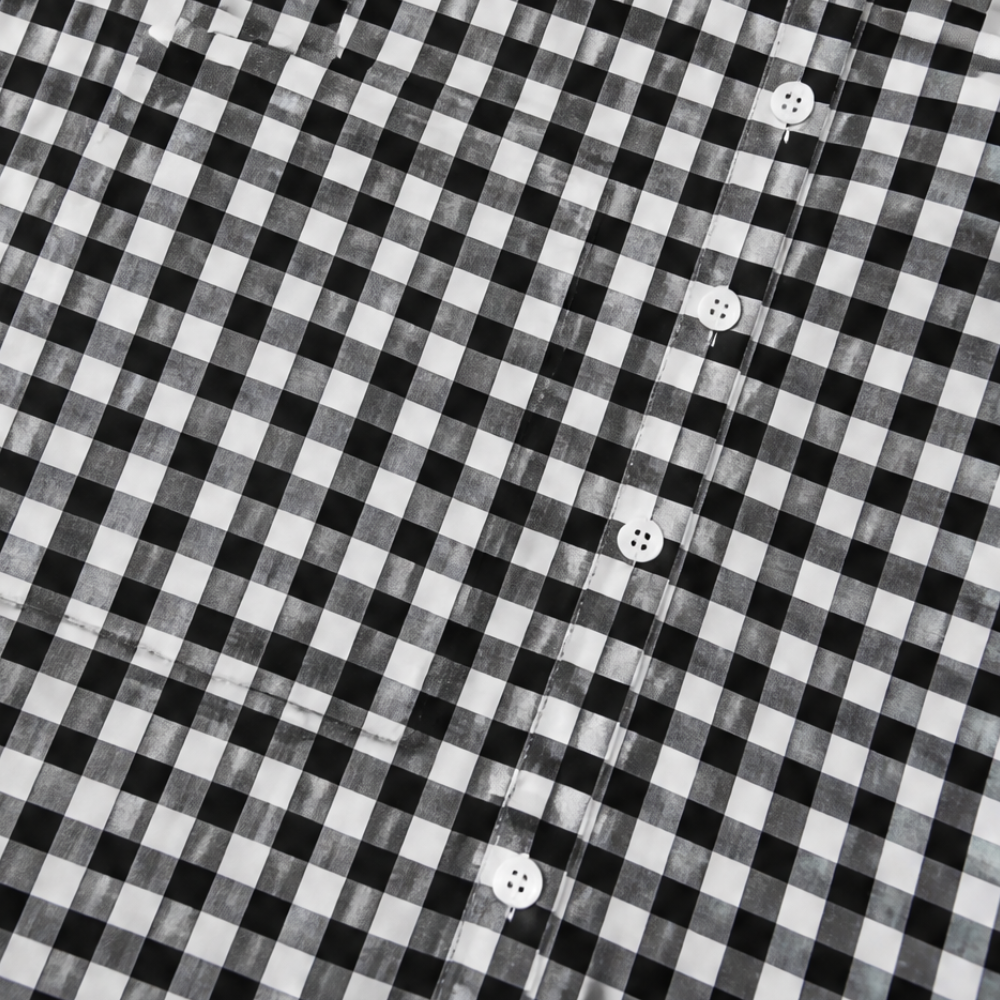 Harlowe™ – Gingham Button-Front Maxi Shirt Dress with Side Slits