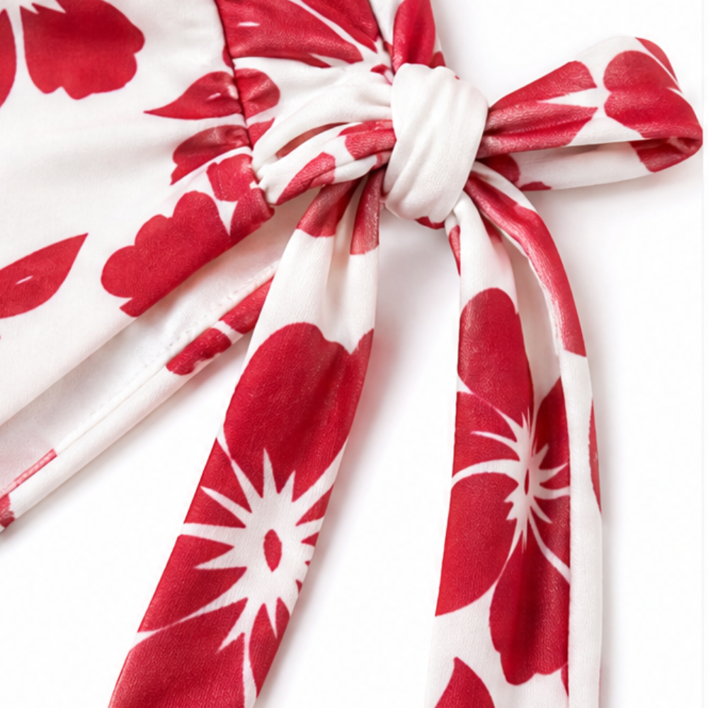 Florenza – Hibiscus Print Halter Bikini Set for Women, Side-Tie Bottoms, Tropical Swimwear