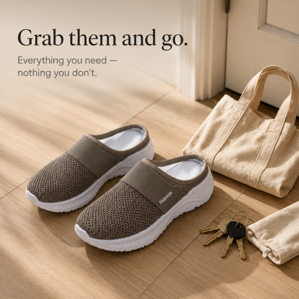 Stride & Soft – Women's Slip On Platform Mesh Sneakers, Breathable Non-Slip Mules