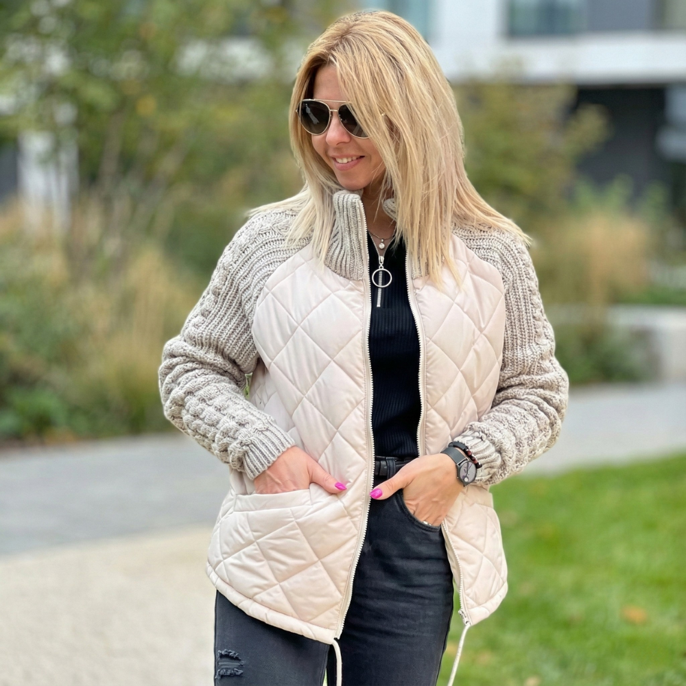 Quilora – Women’s Knitted Patchwork Puffer Jacket