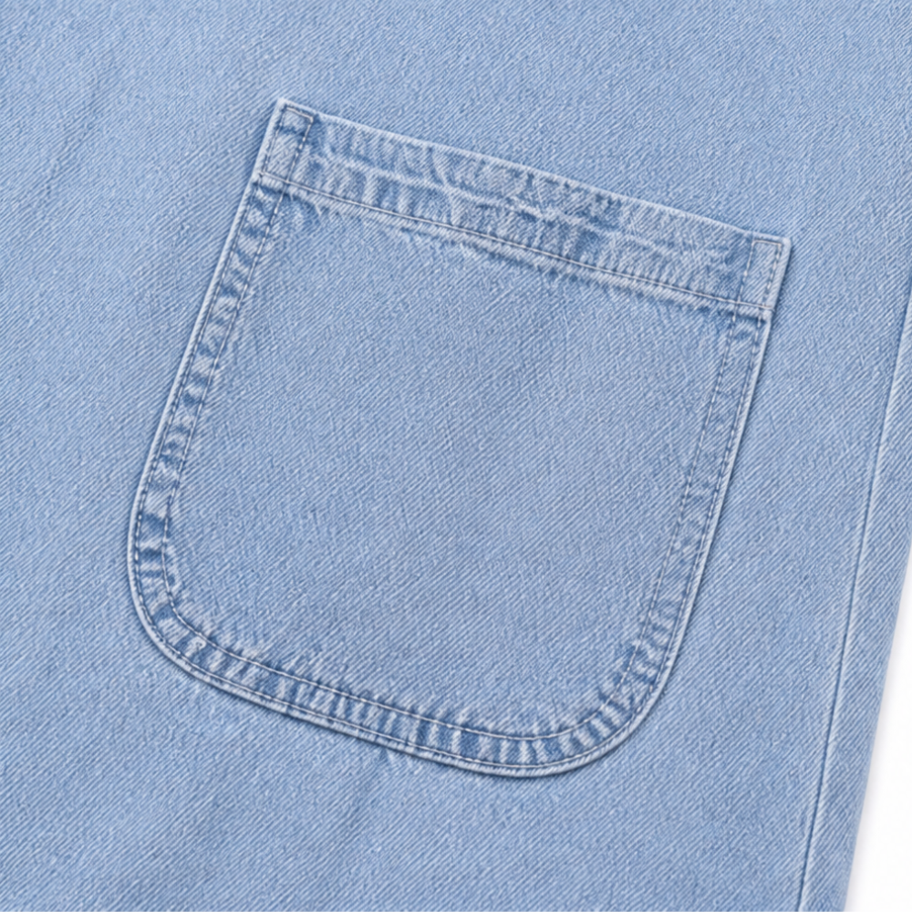 Soleil™ – Light Denim Shirt Dress with Pockets, A-Line Mini for Women